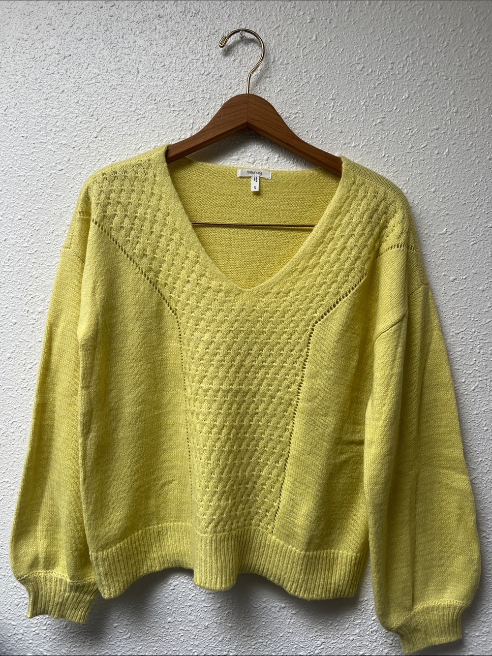 Maurices Lemon V-Neck Textured Knit Sweater